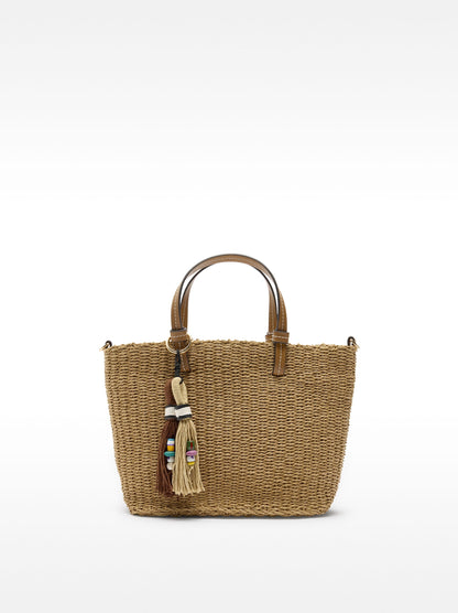 Tote Bag With Straw Effect