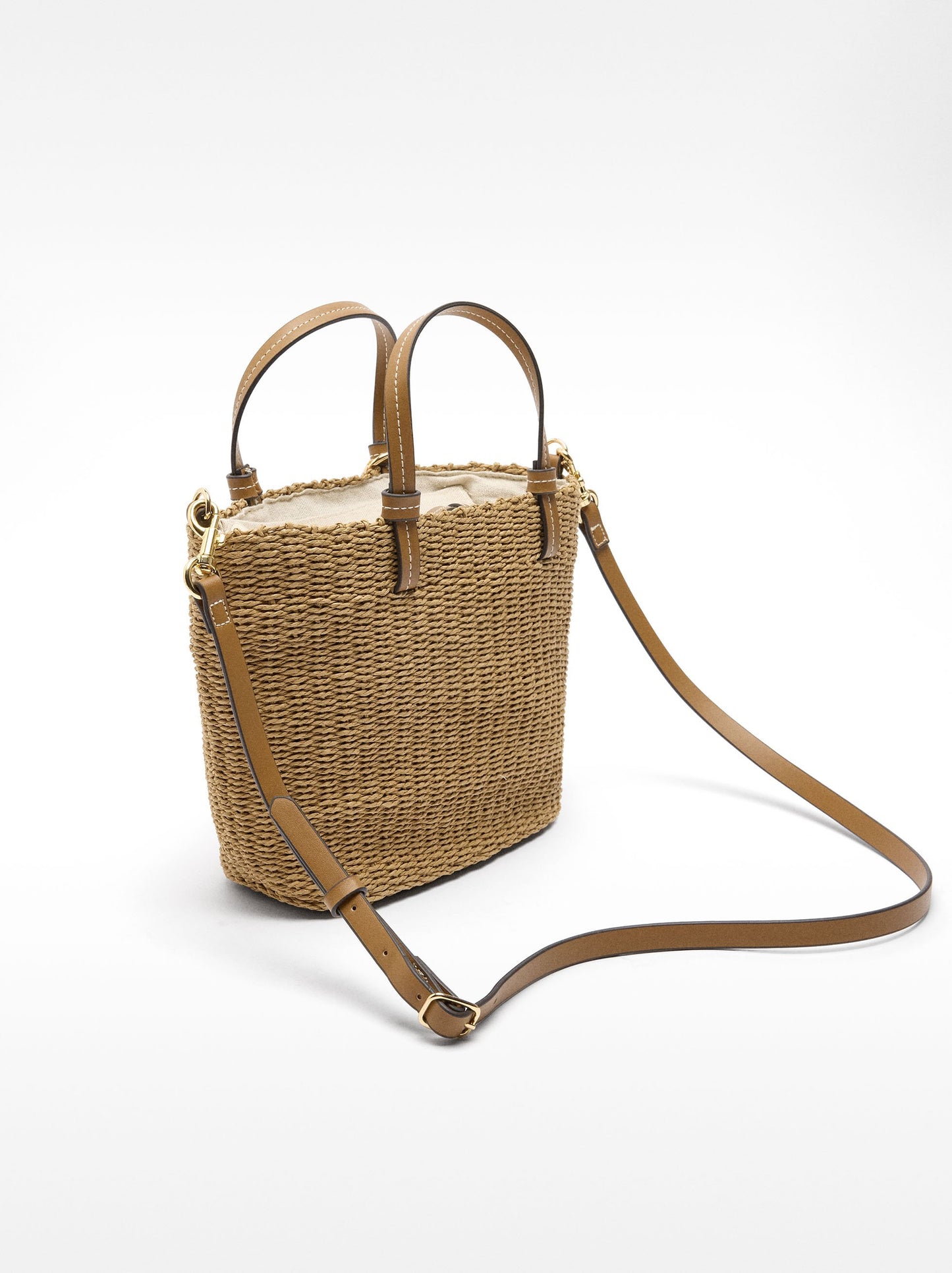 Tote Bag With Straw Effect