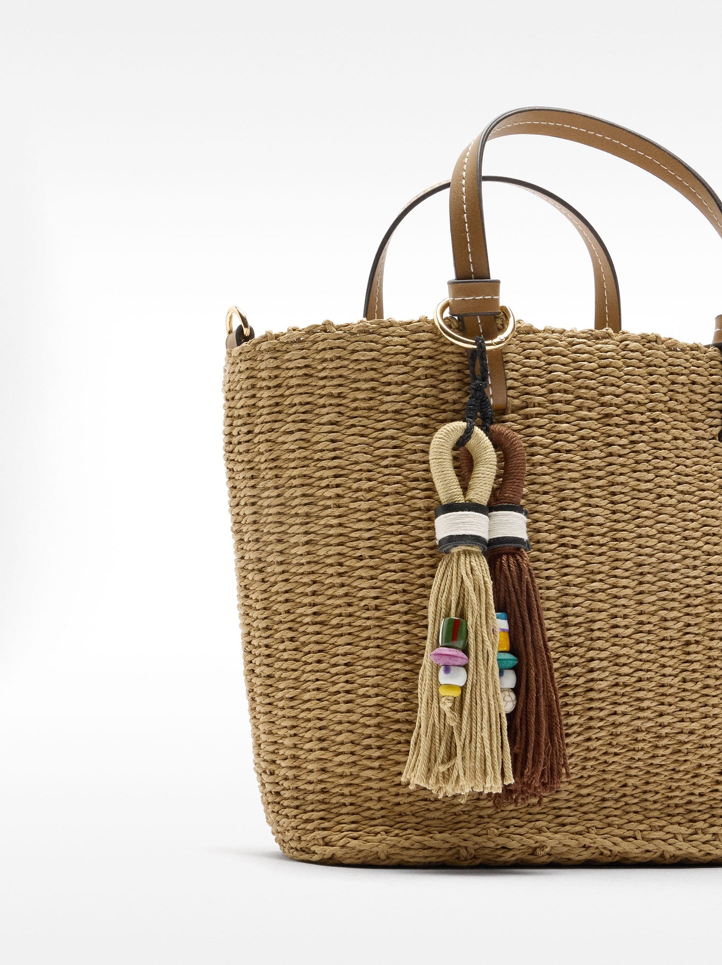 Tote Bag With Straw Effect