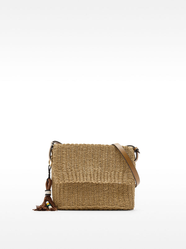 Crossbody Bag With Straw Effect