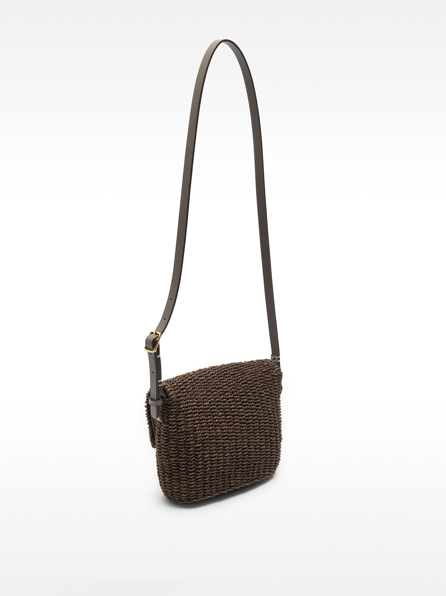 Crossbody Bag With Straw Effect