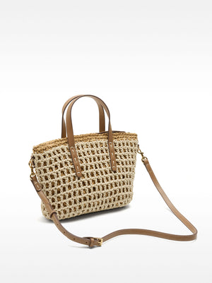 Braided Tote Bag With Straw Effect