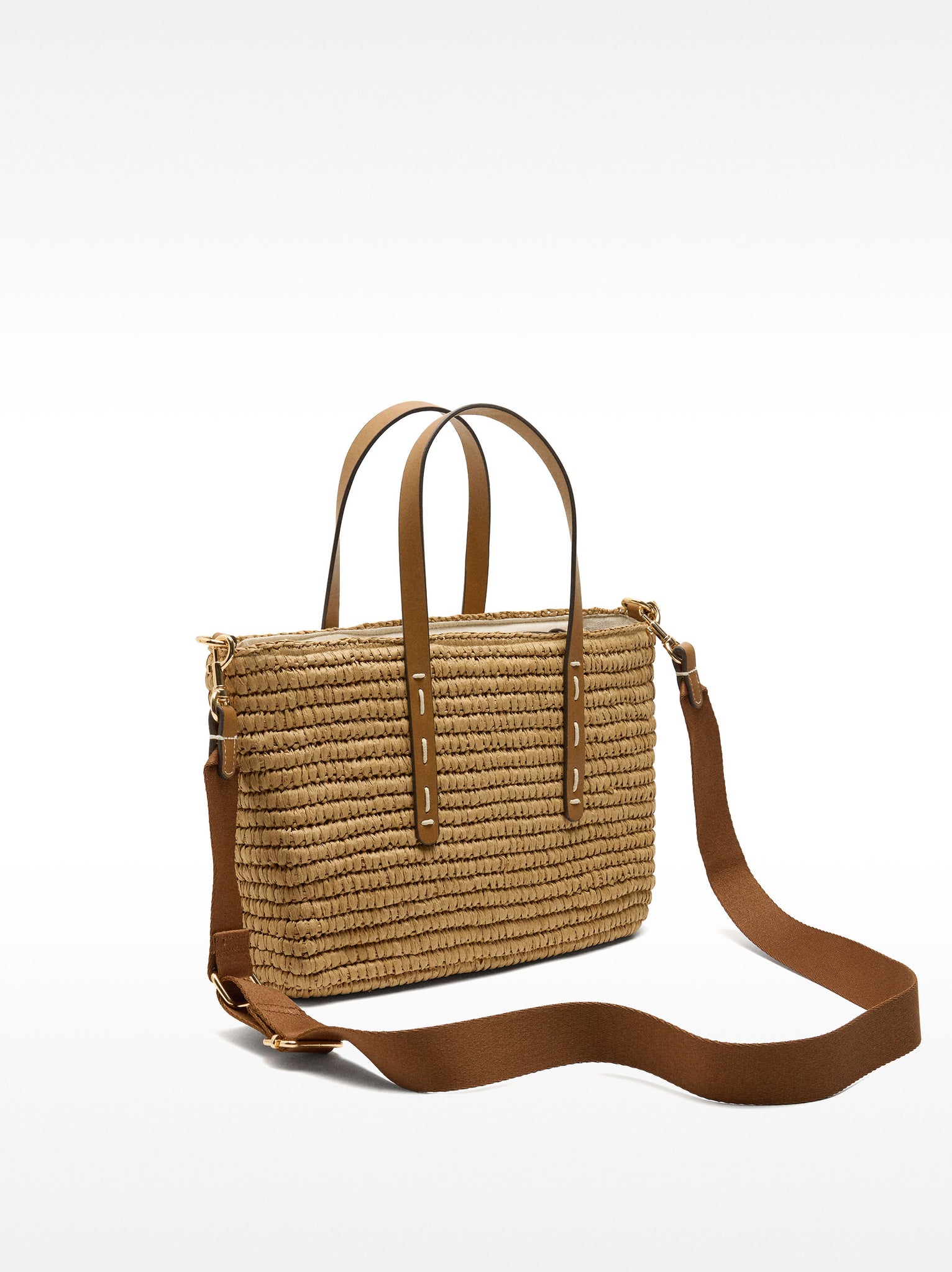 Tote Bag With Straw Effect And Pendant L