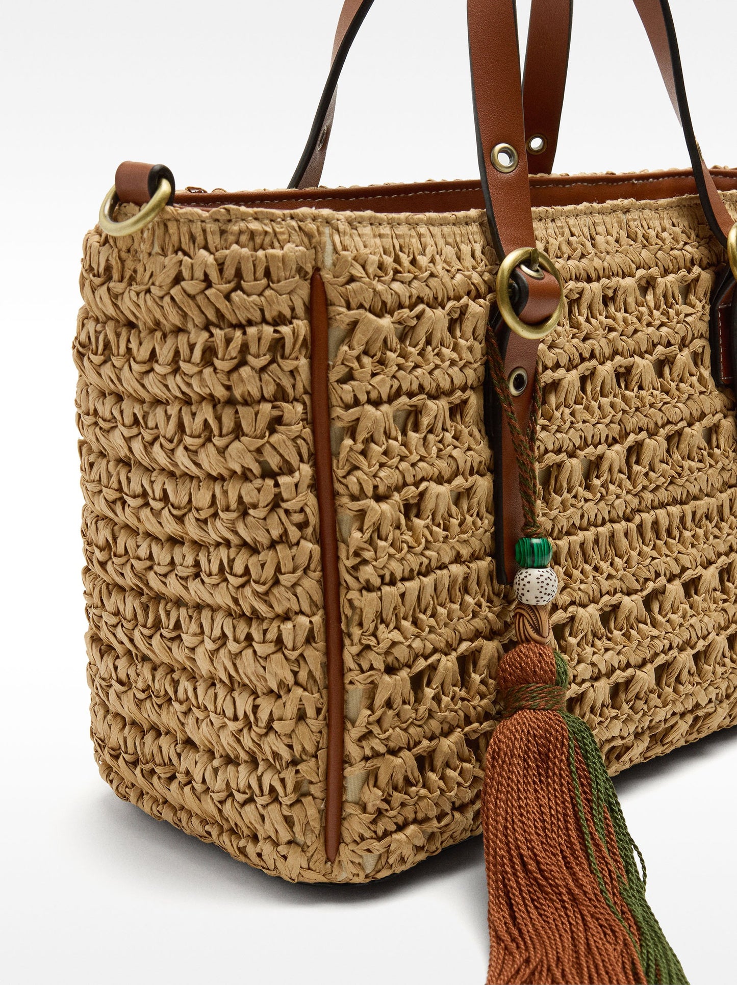 Straw-Effect Tote Bag With Crossbody Strap