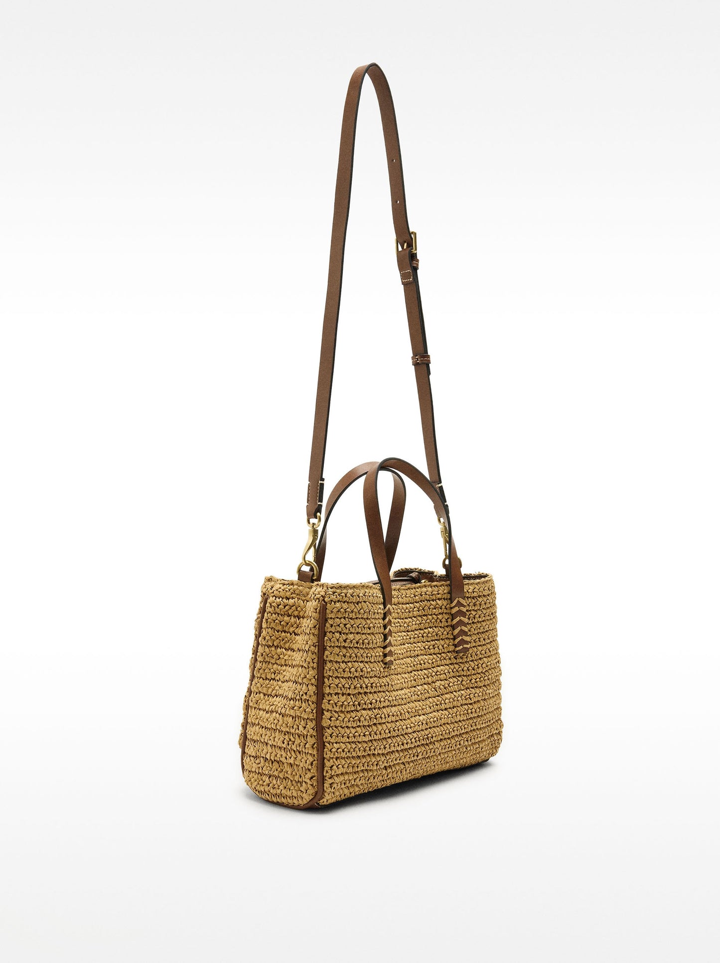 Straw-Effect Tote Bag With Pendant