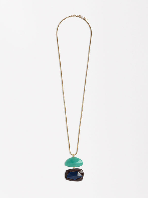 Long Necklace With Geometric Pendant