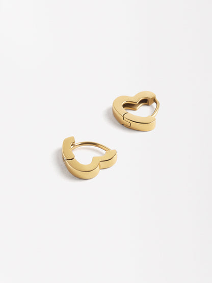 Heart Hoop Earrings - Stainless Steel