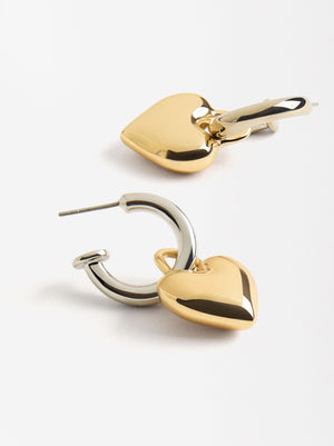 Bicolor Heart-Shaped Hoops