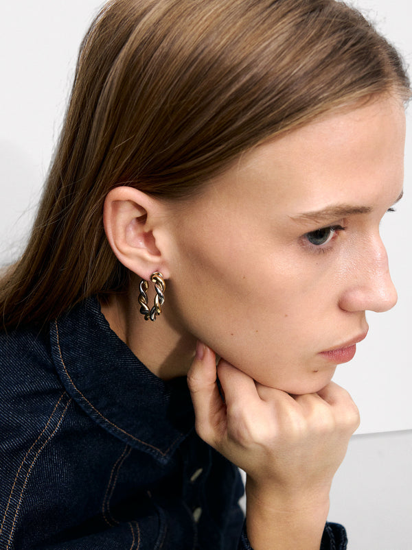 Bicolor Crossed Earrings