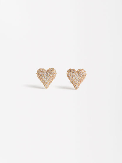 Heart Earrings With Zirconia