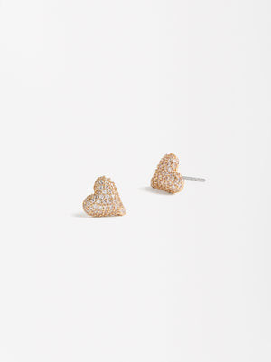 Heart Earrings With Zirconia