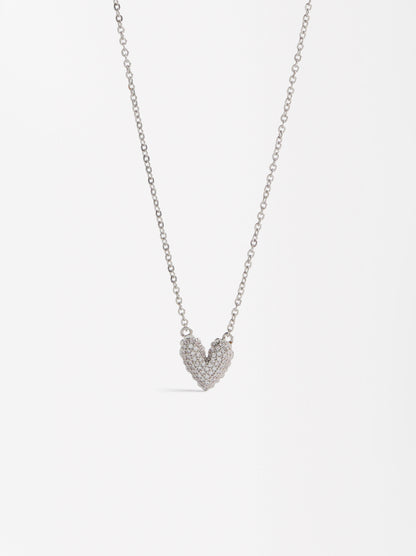 Heart Pendant Necklace With Zirconia
