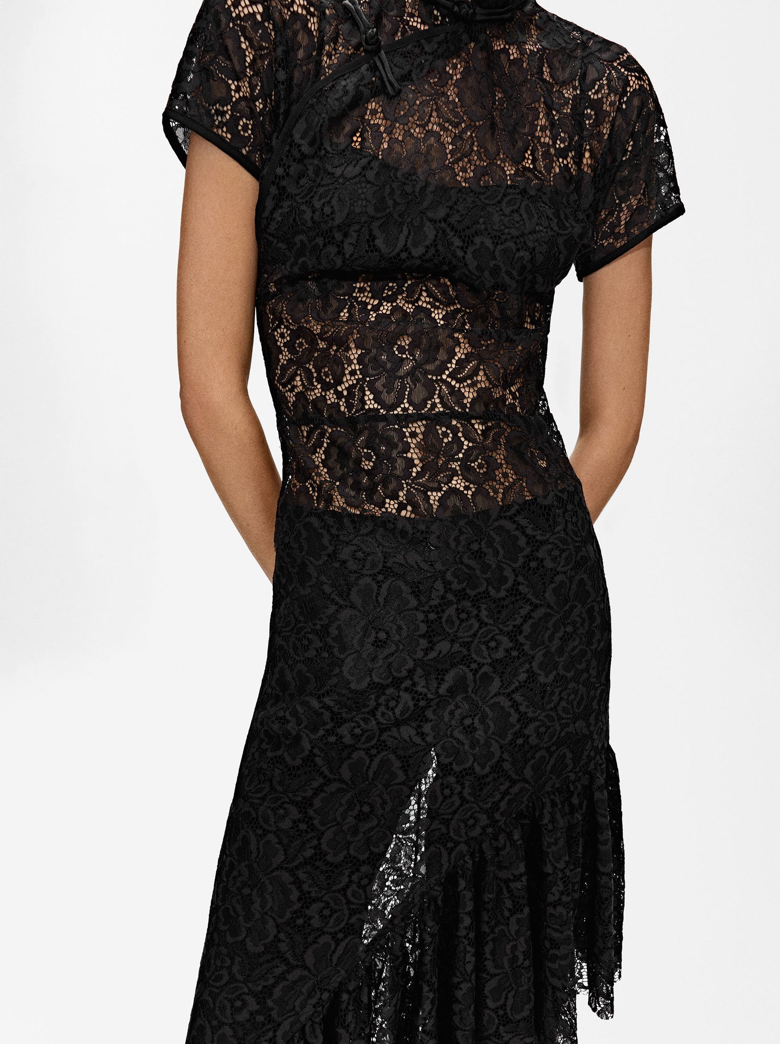 Asymmetrical Long Dress With Lace