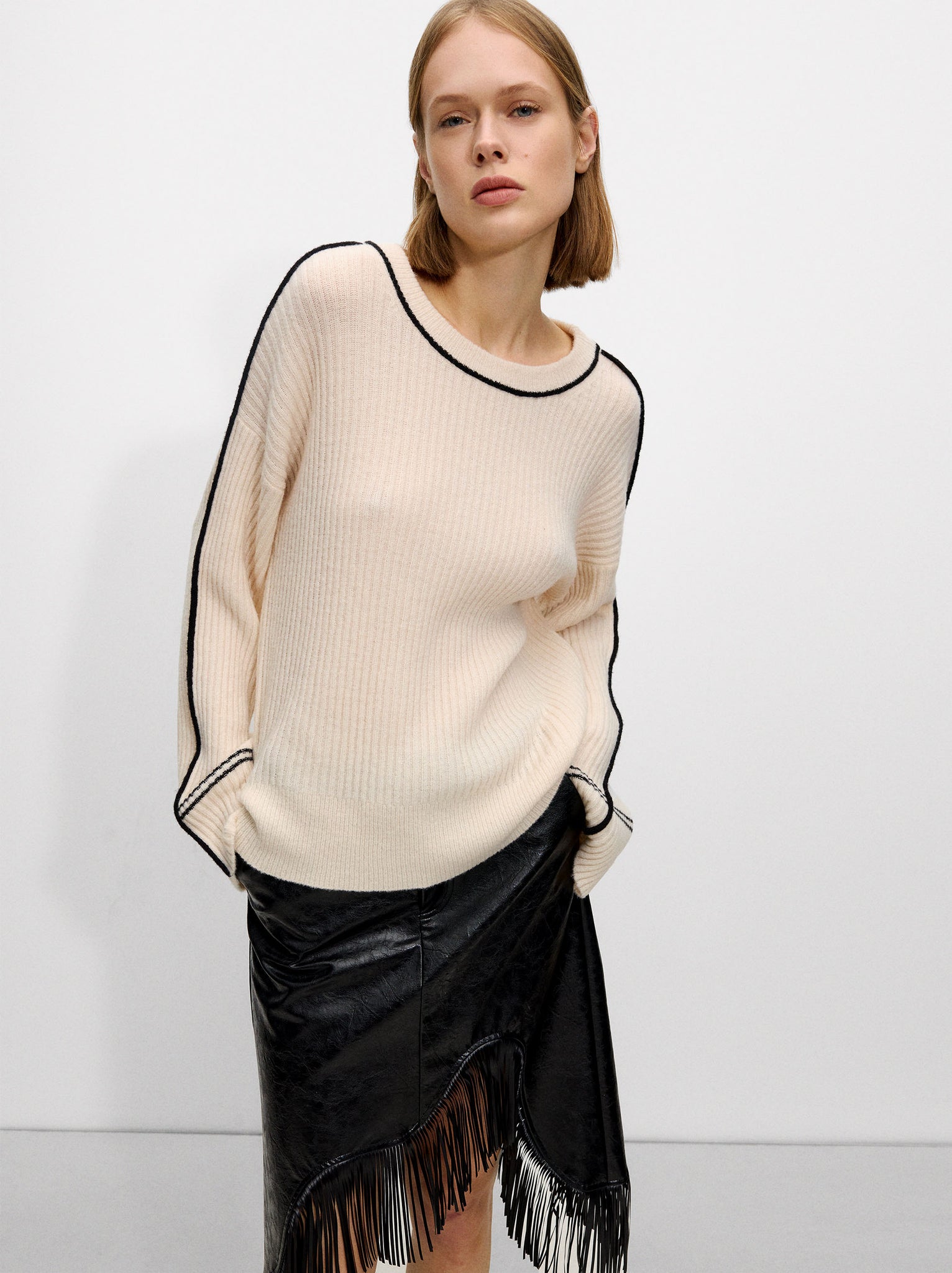 Knit Sweater With Contrast Detail