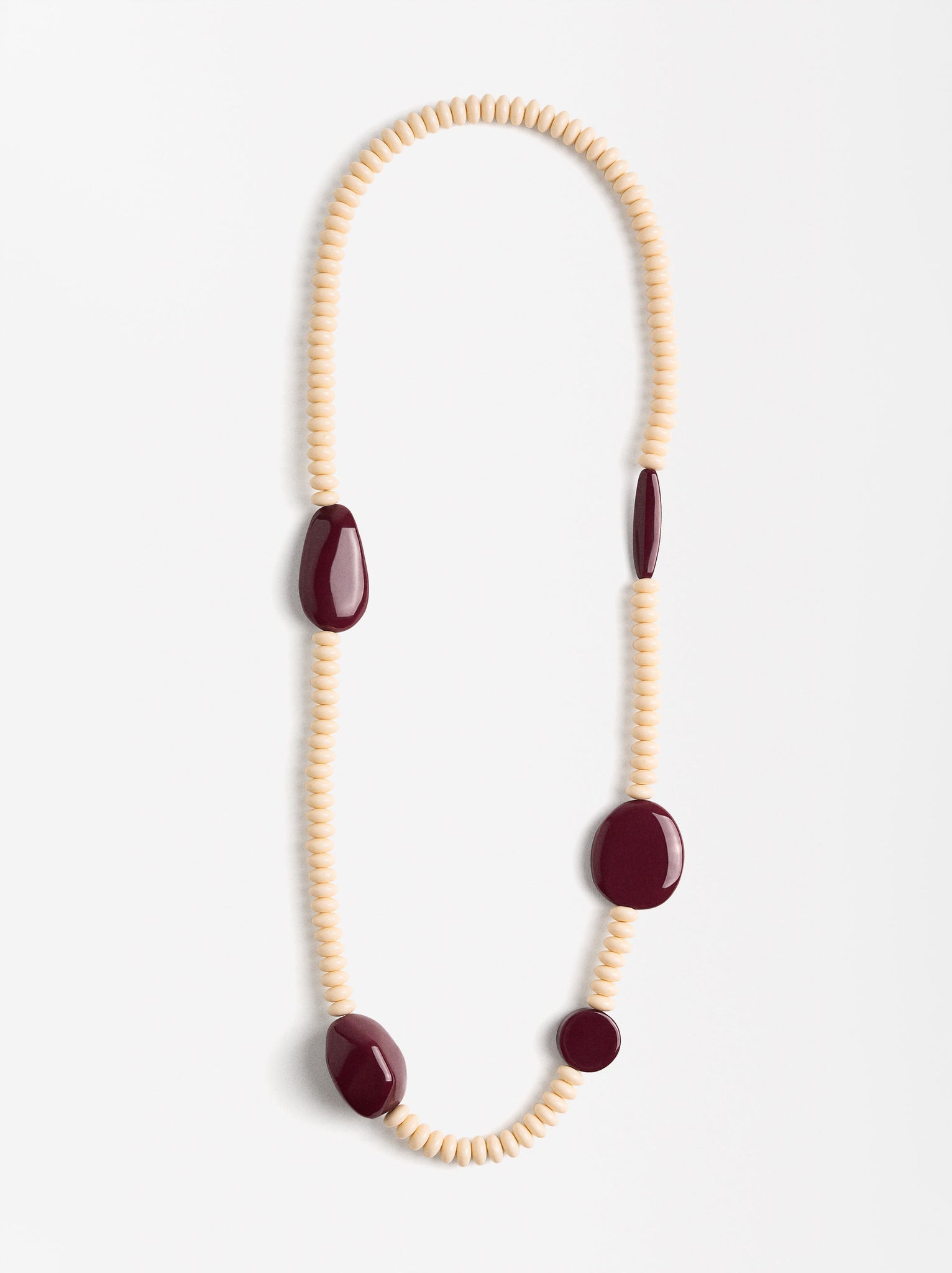 Long Necklace With Contrasting-Colored Beads