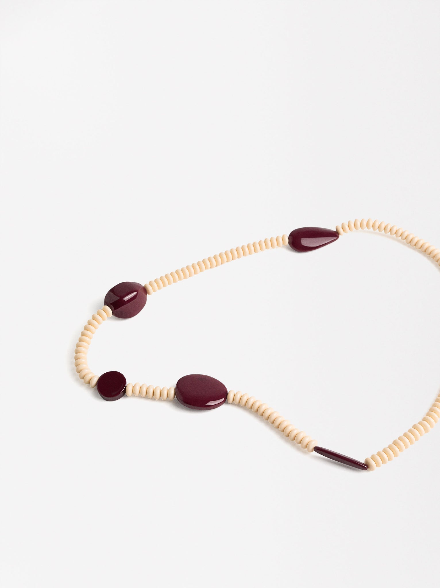 Long Necklace With Contrasting-Colored Beads