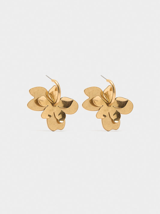Open Hoop Earrings With Double Flower