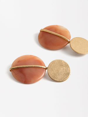 Round Earrings With Stone Effect