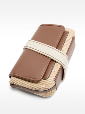 Crossbody Bag With Straw Effect And Flap