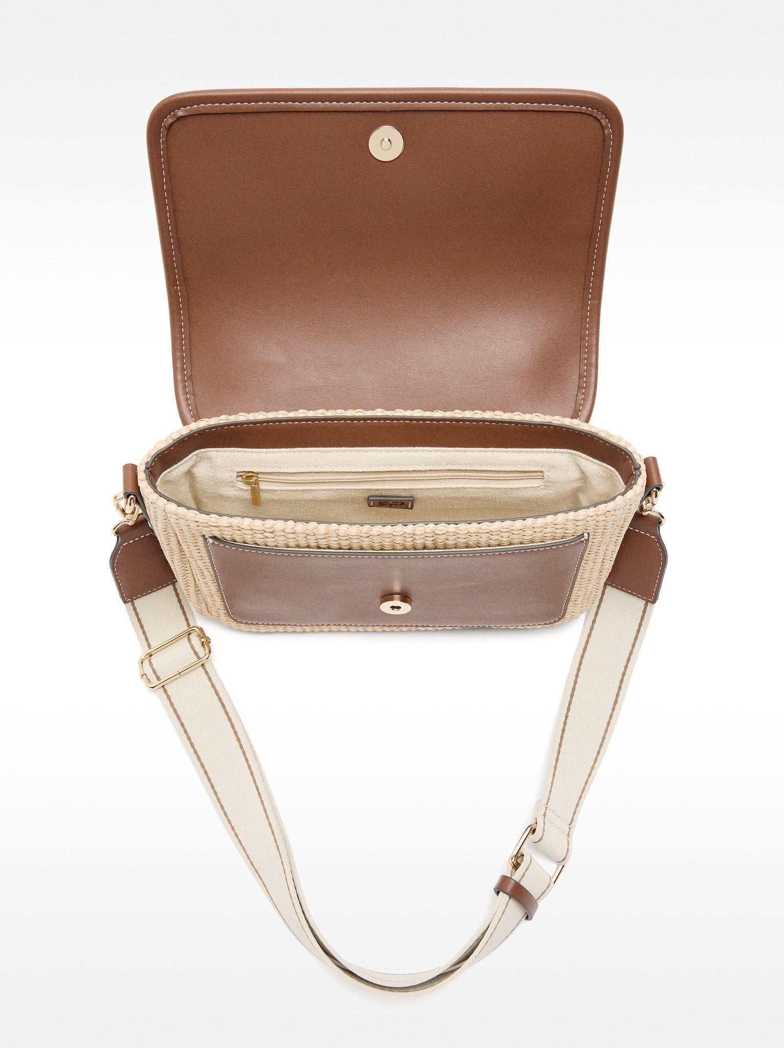 Crossbody Bag With Straw Effect And Flap