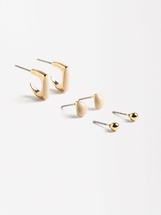 Resin Earrings Set With Enamel