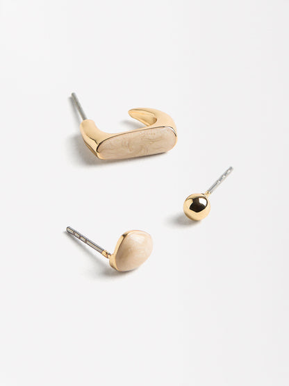 Resin Earrings Set With Enamel