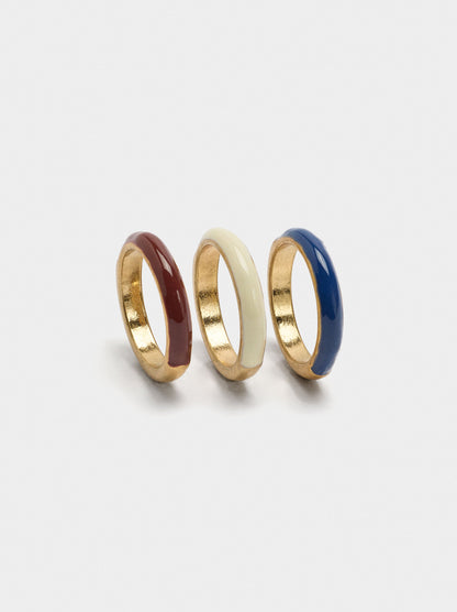 Set Of Rings With Enamel