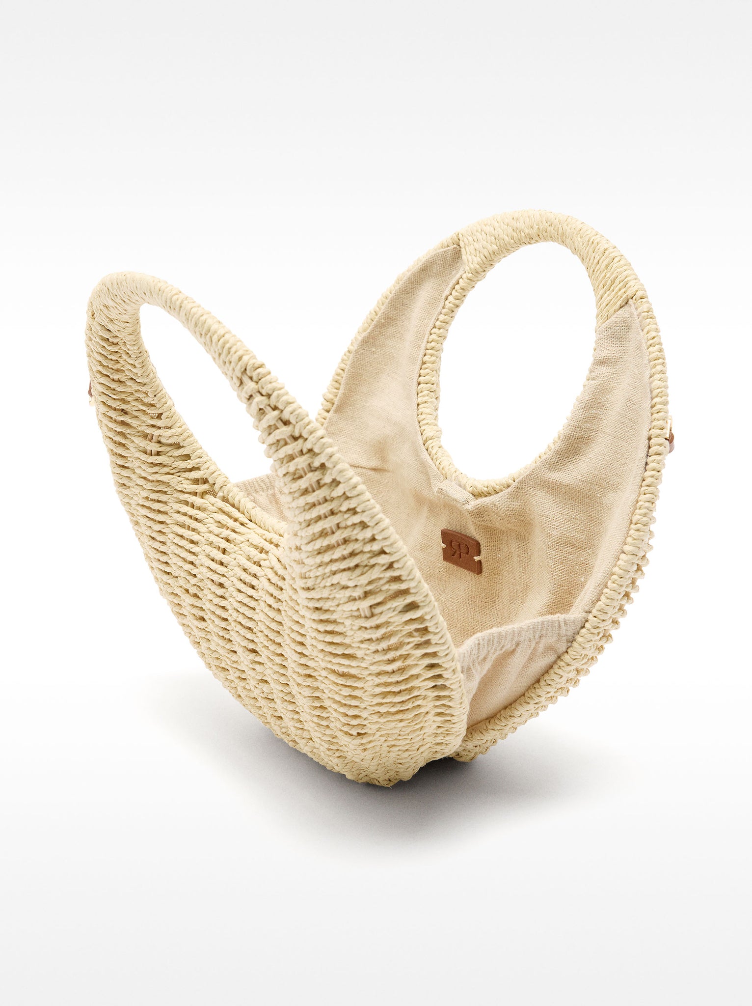 Round Straw-Effect Crossbody Bag