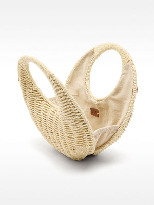 Round Straw-Effect Crossbody Bag