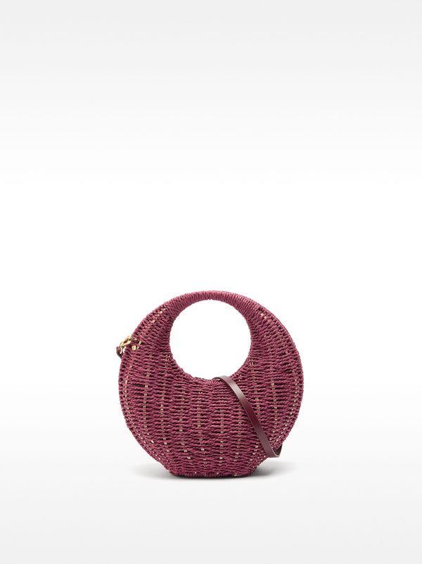 Round Straw-Effect Crossbody Bag