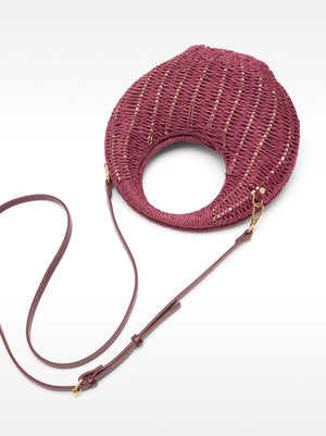 Round Straw-Effect Crossbody Bag