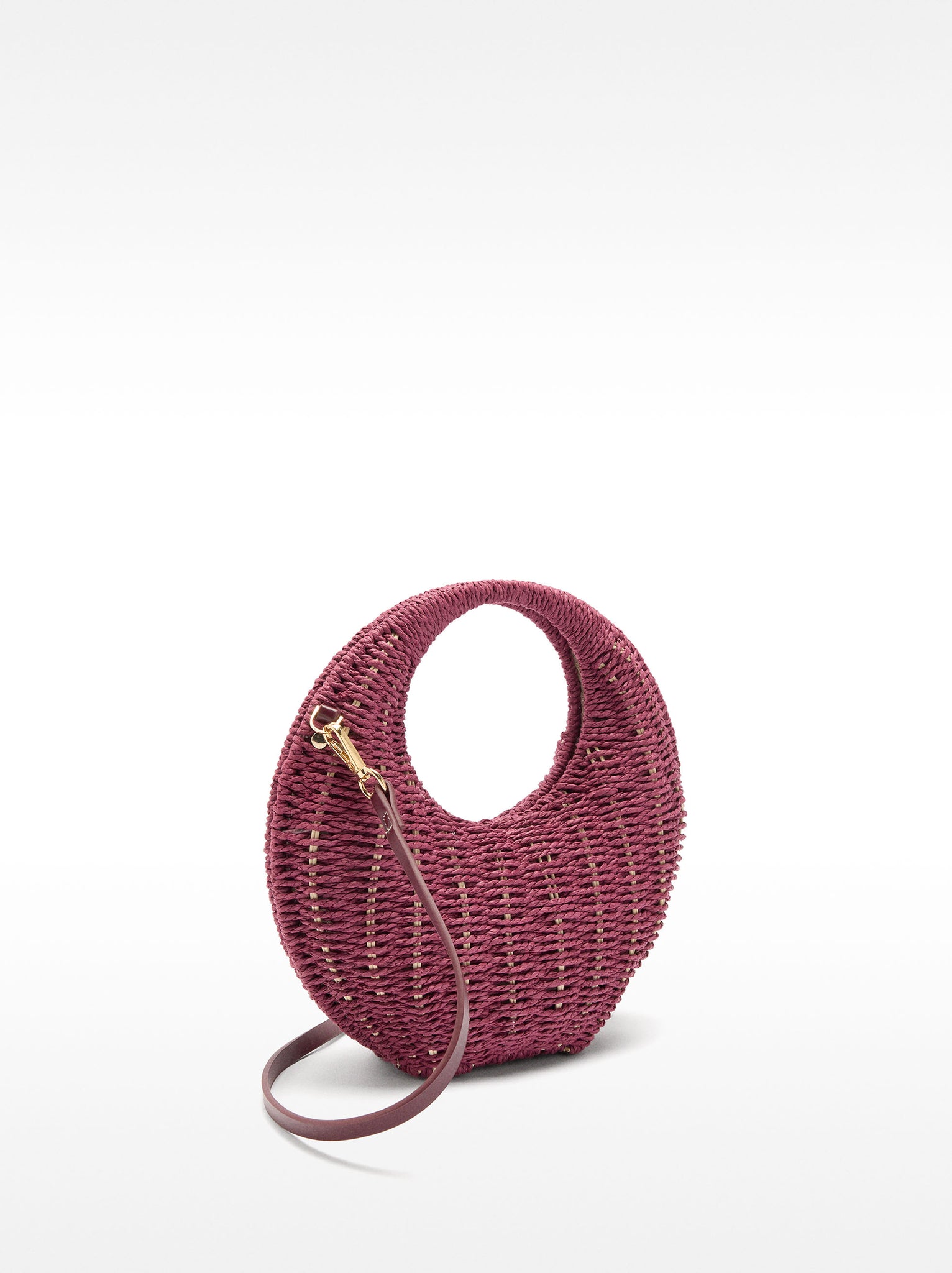 Round Straw-Effect Crossbody Bag