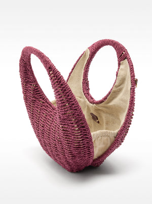 Round Straw-Effect Crossbody Bag