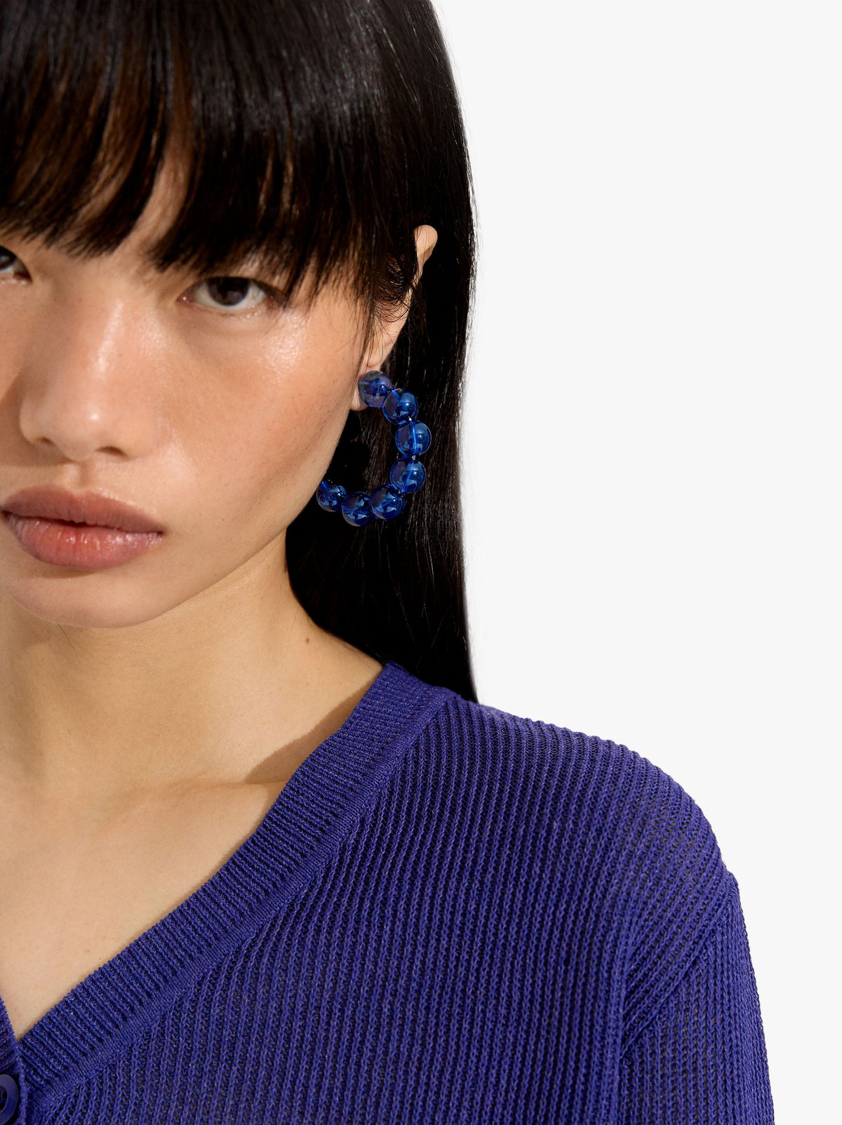 Hoop Earrings With Transparent Resin Beads