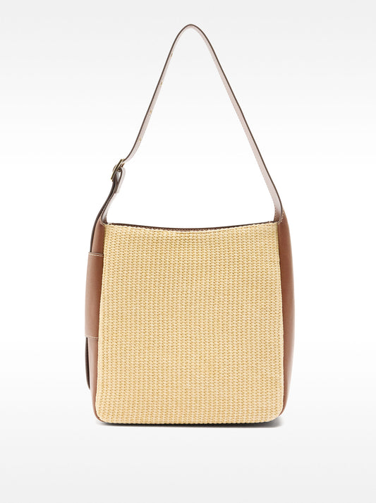 Straw-Effect Shoulder Bag