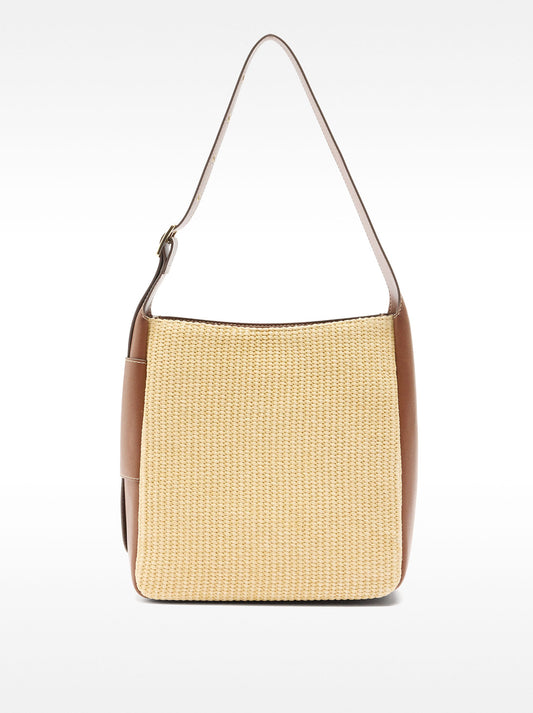 Straw-Effect Shoulder Bag