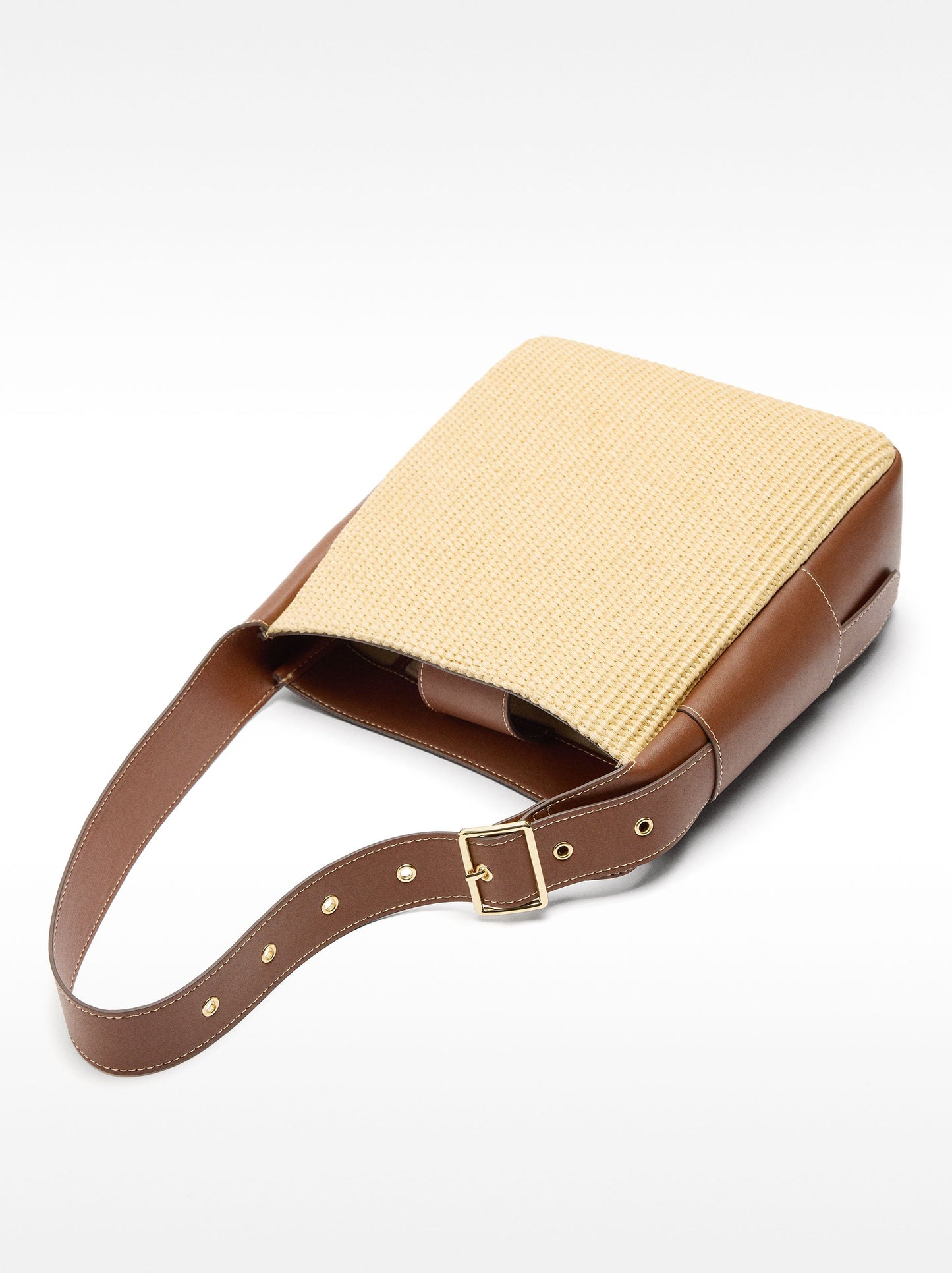 Straw-Effect Shoulder Bag
