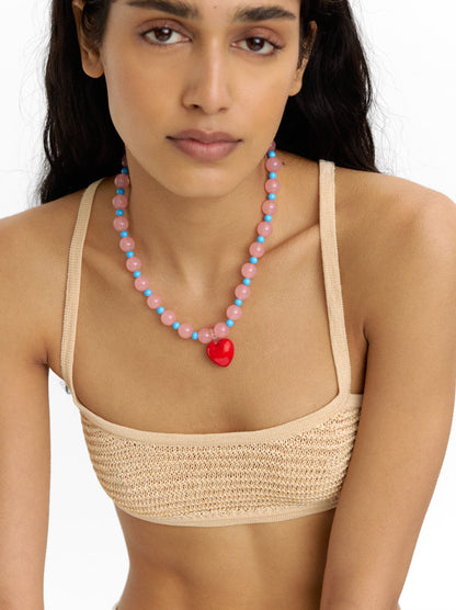 Short Heart Bead Necklace
