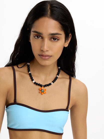 Short Bead Necklace Flower