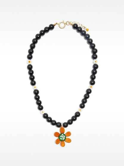 Short Bead Necklace Flower