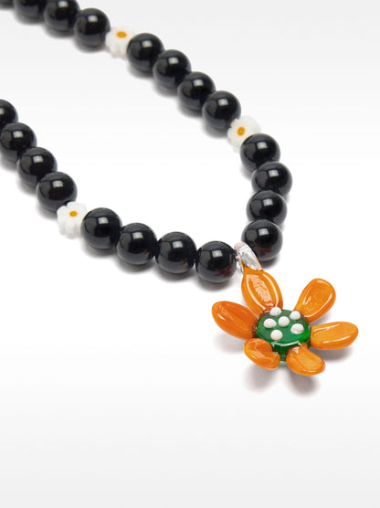 Short Bead Necklace Flower