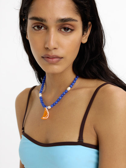 Glass Bead Necklace With Pendant