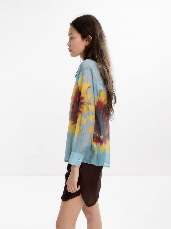 Floral Print Semitransparent Shirt