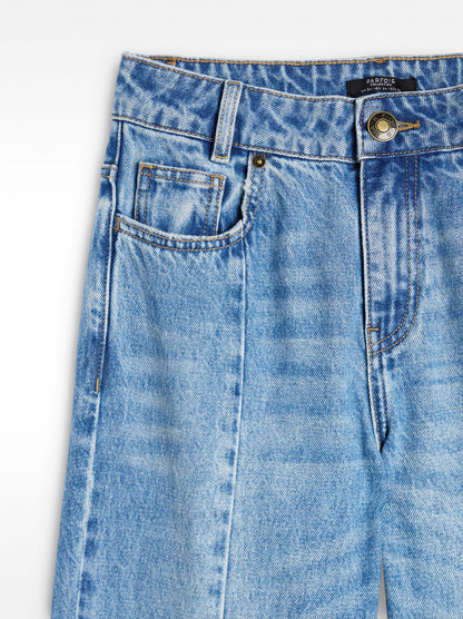 Washed Effect Denim Trousers