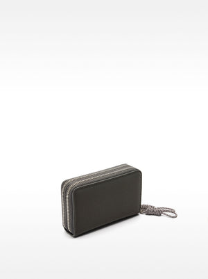 Velvety Texture Wallet With Double Zipper