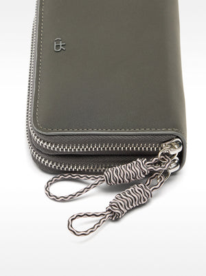 Velvety Texture Wallet With Double Zipper