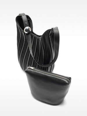 Pleated Shoulder Bag With Removable Pouch
