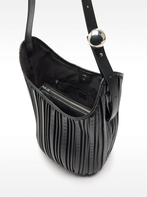 Pleated Shoulder Bag With Removable Pouch