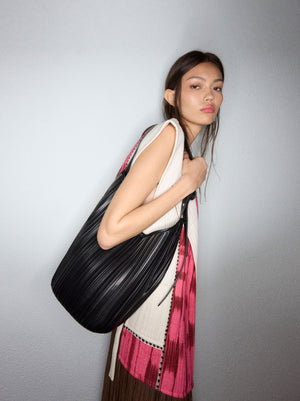 Pleated Shoulder Bag With Removable Pouch