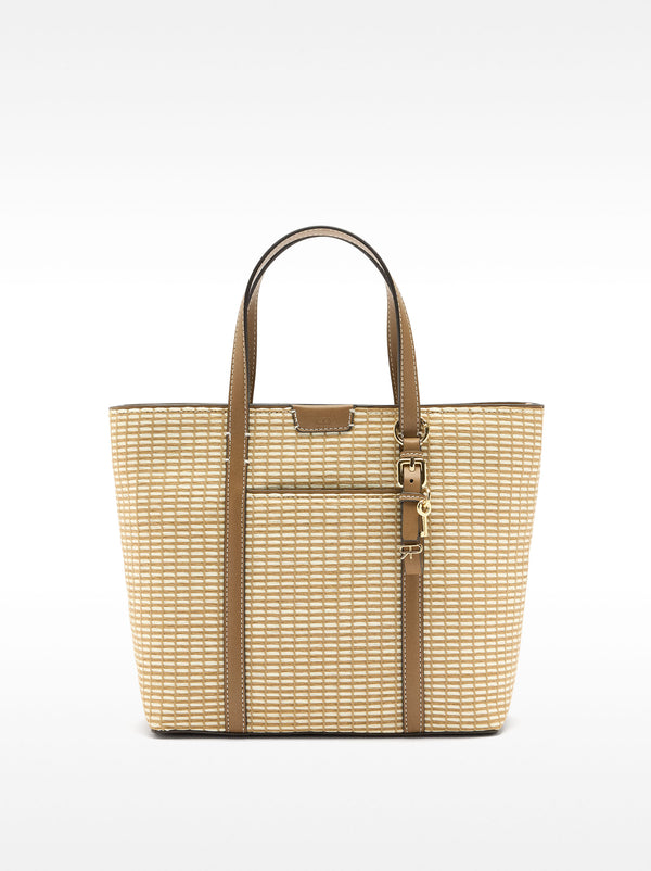 Striped Raffia Effect Tote Bag